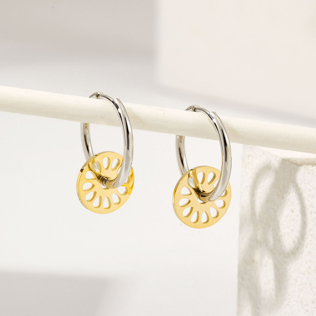 Harmony Two Tone Mini Hoops — aretes de Karola & Co.