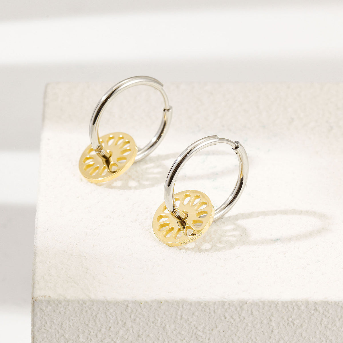 Harmony Two Tone Mini Hoops — aretes de Karola & Co.