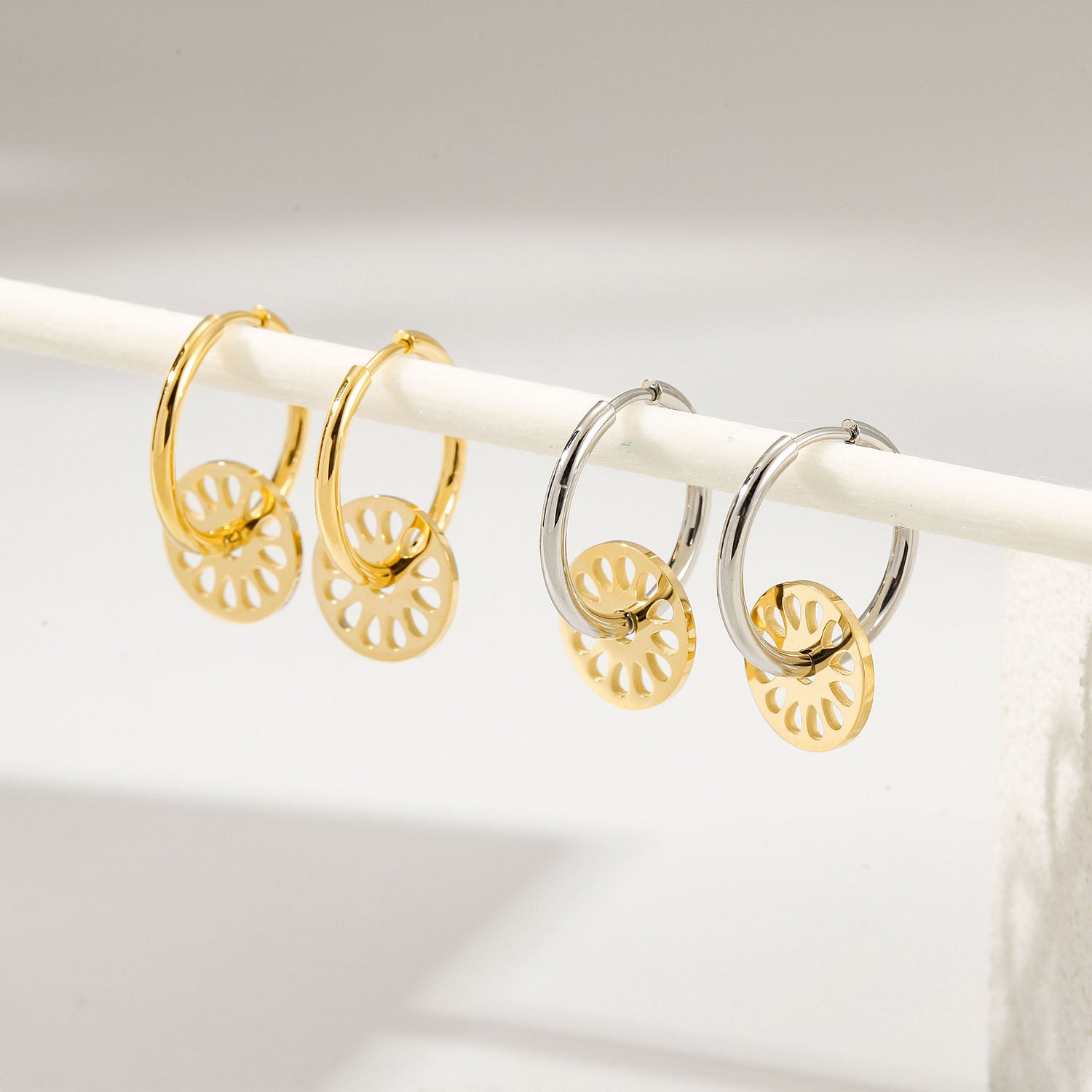 Harmony Two Tone Mini Hoops — aretes de Karola & Co.