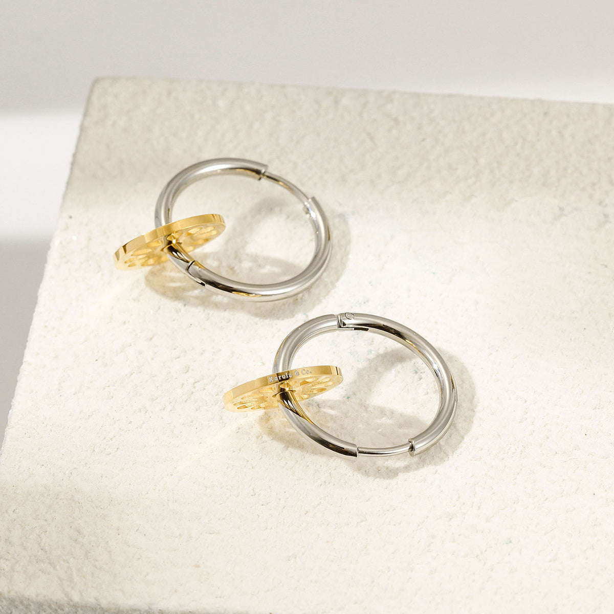 Harmony Two Tone Mini Hoops — aretes de Karola & Co.