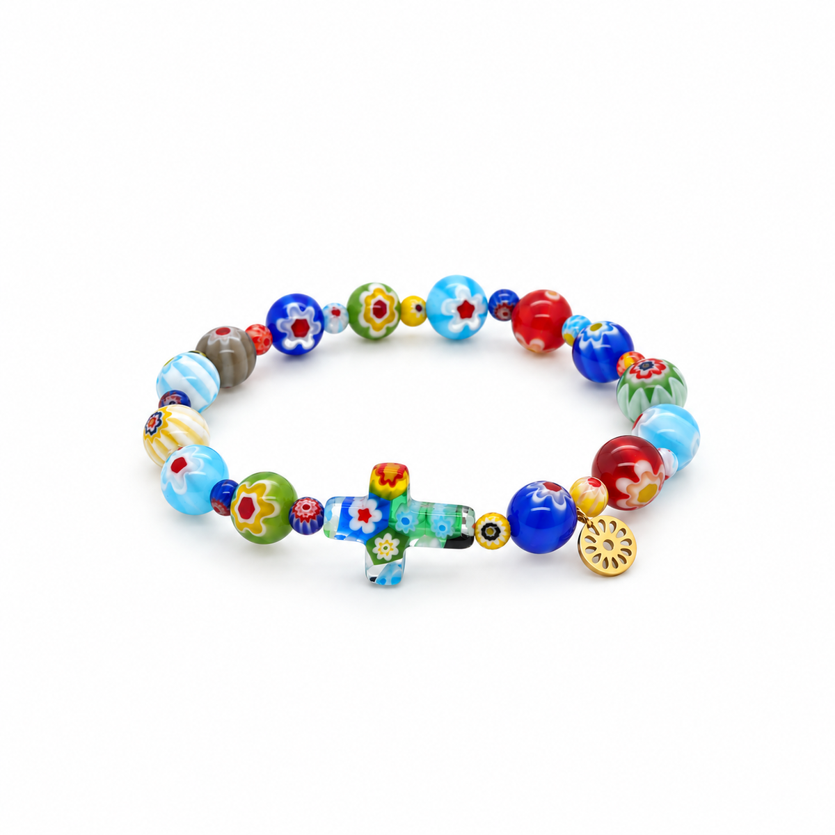 Millefiori Cross Elastic Bracelet