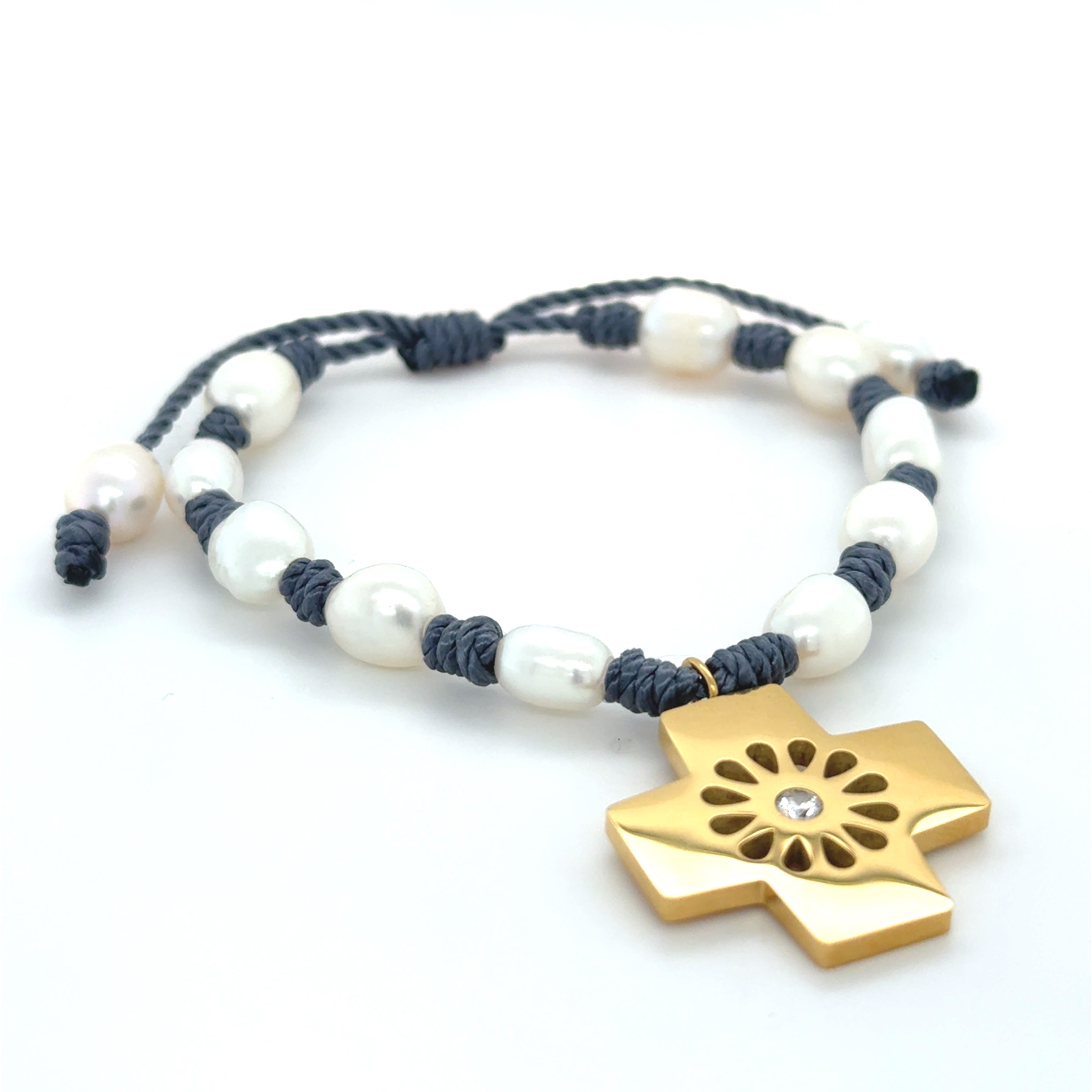 Pearls + Cross Bracelet