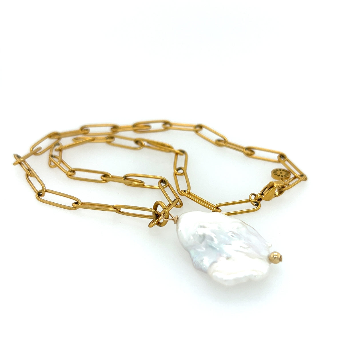 Baroque Pearl Paperclip Necklace