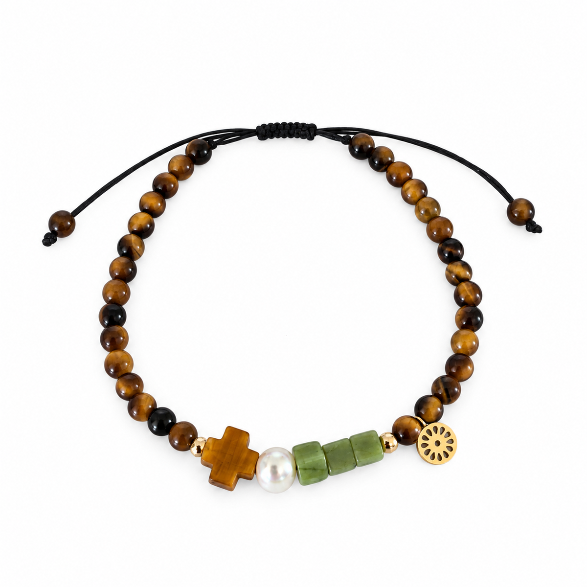 Tiger Eye Cross Gemstone Bracelet