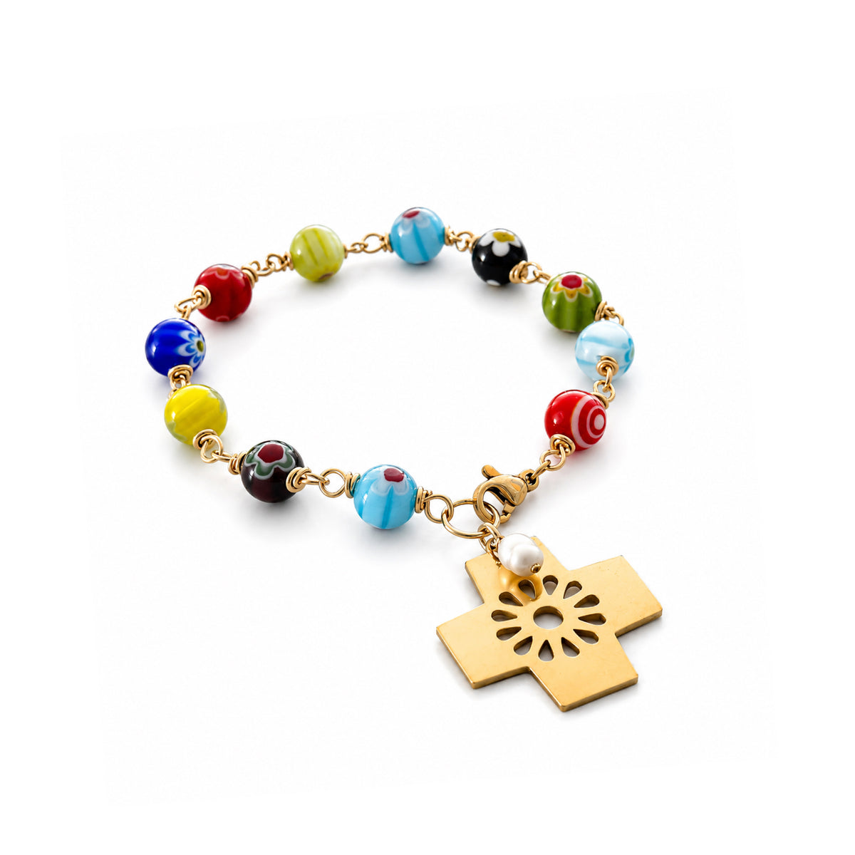 Millefiori Cross Bracelet