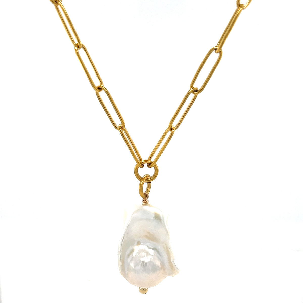 Baroque Pearl Paperclip Necklace