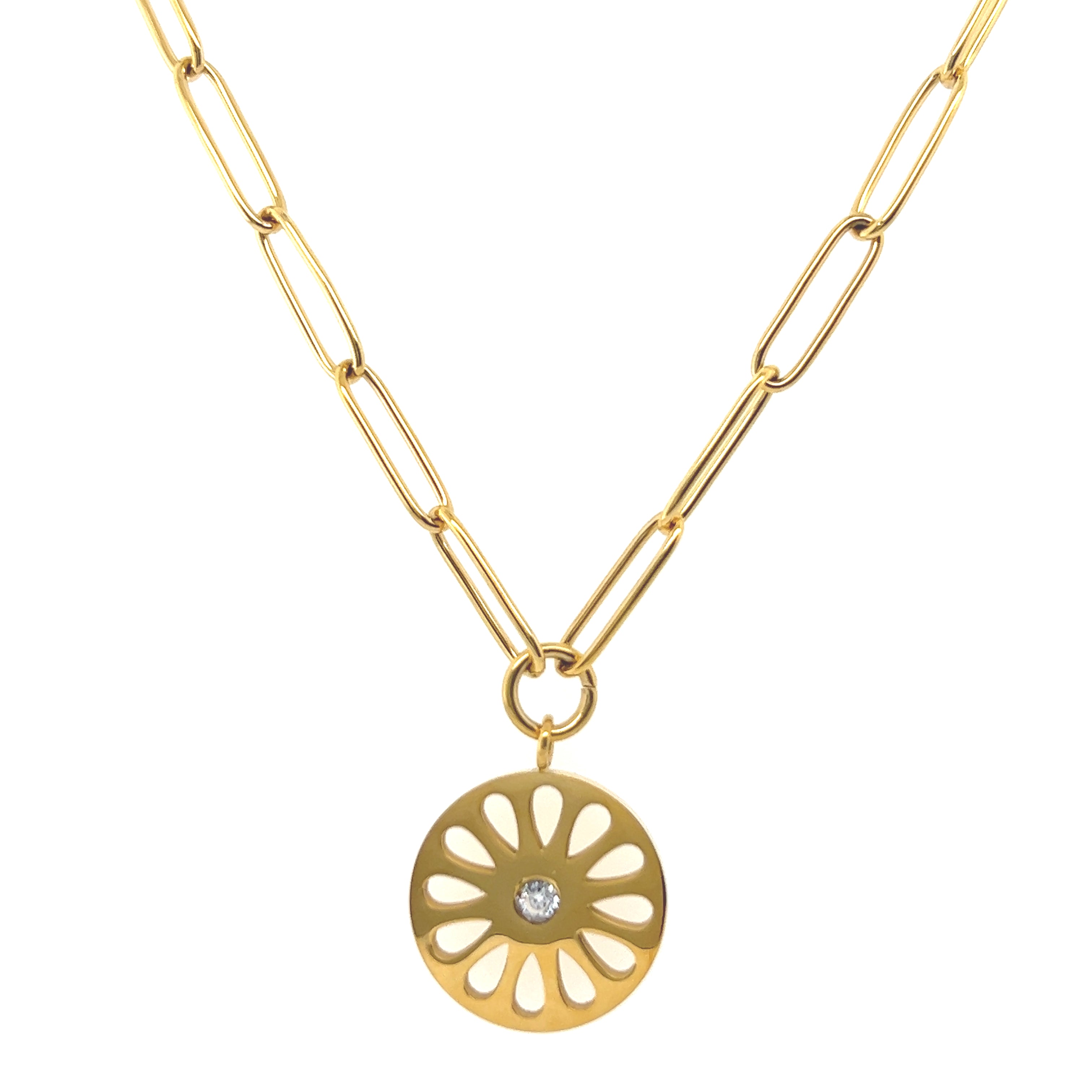 Paperclip Signature Flower Necklace — collar de Karola & Co.